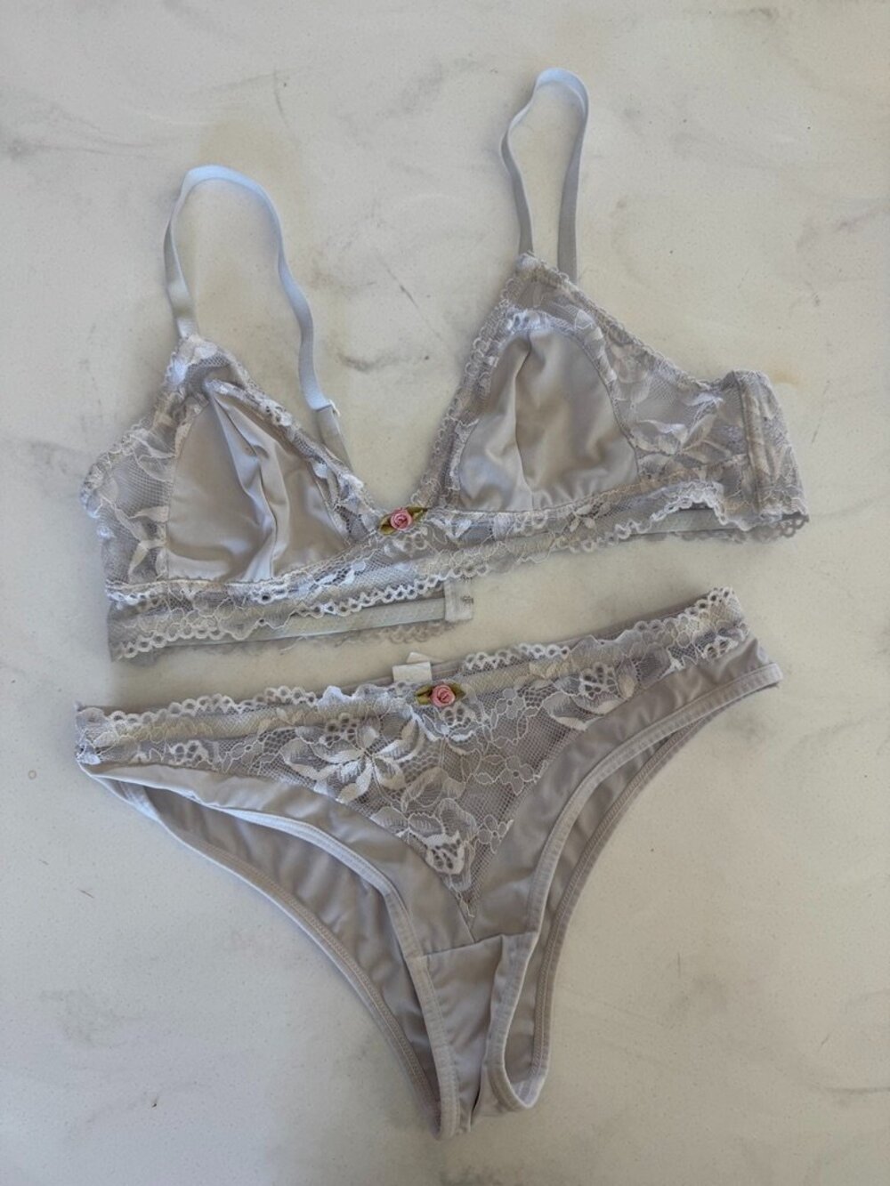 PetitDoll 2pc Lace Trim Wireless Bralette & Panty Set - Picture 3 of 9